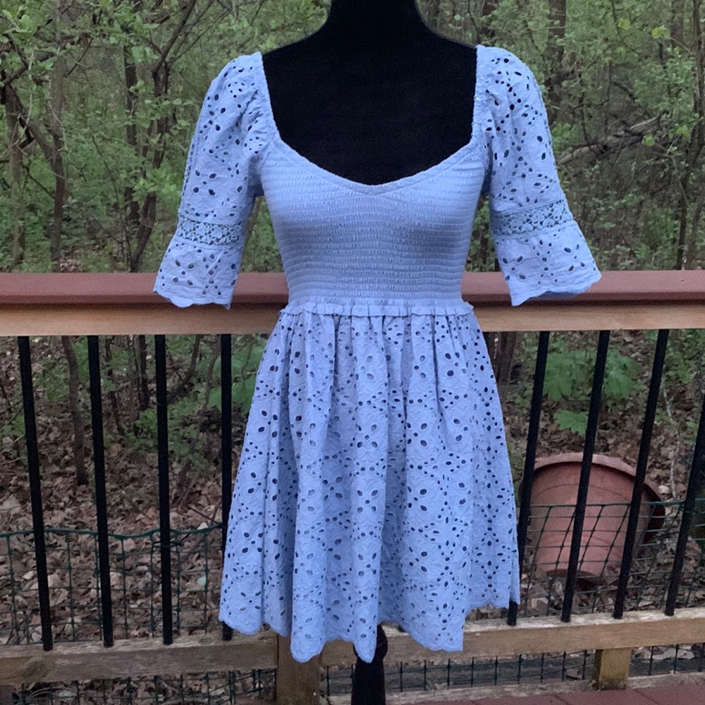Betsy Johnson Endless Weekend Blue Eyelet Dress